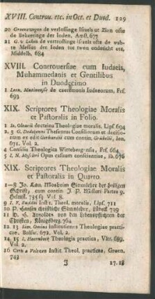 XIX. Scriptores Theologiae Moralis et Pastoralis
