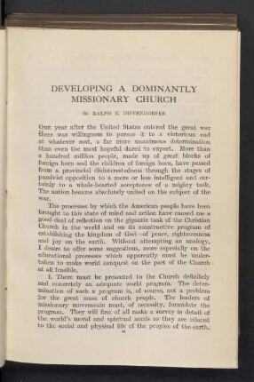 Developing a dominantly missionary church