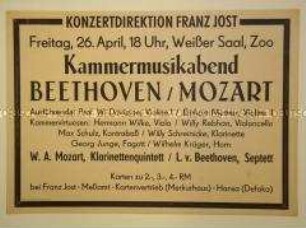 Maueranschlag zur Ankündigung eines Kammermusikabends in Leipzig
