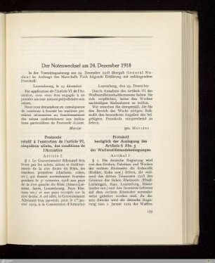 Der Notenwechsel am 24. Dezember 1918