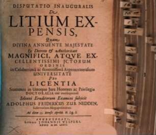 Disp. inaug. de litium expensis
