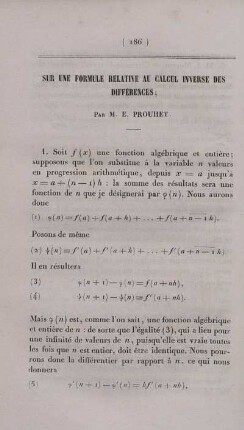 Sur une formule relative au calcul inverse des differences.