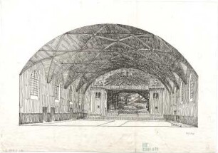 Fischer, Theodor; Nördlingen; Stadthalle - Perspektive