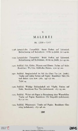 V. Malerei (Nr. 1298-1347)