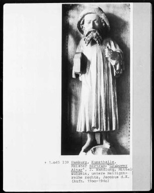 Grabower Altar — Mittelteil: Der gekreuzigte Christus mit Maria und Johannes zu beiden Seiten des Kreuzes; links und rechts Heilige und Propheten — Jakobus Major