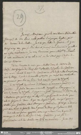 Eigenh. Brief von Guillaume Favre an August Wilhelm von Schlegel, La Grange, 18.08.1815