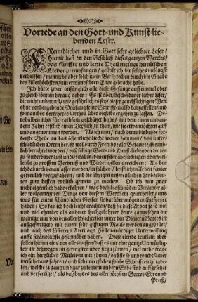 Vorrede an den Gott- und Kunst-liebenden Leser.