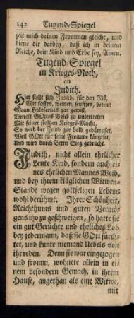 Tugend-Spiegel in Krieges-Noth, an Judith
