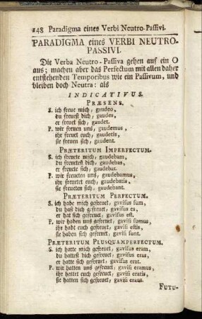 Paradigma eines Verbi Neutro-Passivi.