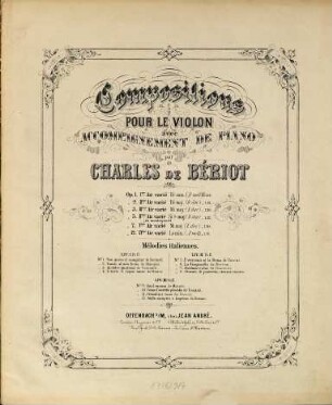 Compositions pour violon avec accompagnement de piano, 5. IVme aire varié : op. 5