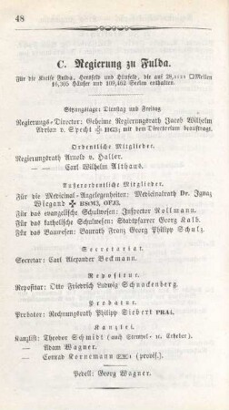 C. Regierung zu Fulda.