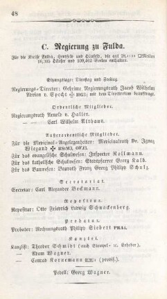 C. Regierung zu Fulda.