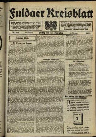 Zweite Ausgabe vom Freitag, den 23. Dezember 1910.