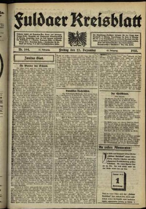 Zweite Ausgabe vom Freitag, den 23. Dezember 1910.