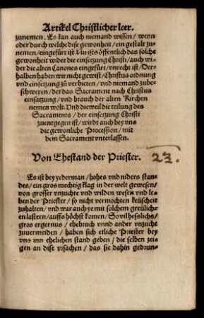 Von Ehestand der Priester.