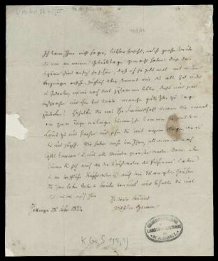 Brief von Wilhelm Grimm an Johann Werner Henschel