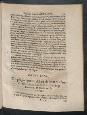Caput XXXIII. De plagis spiritualibus & internis Antichristi in specie, & hac vice in quinque prioribus ex capite 16. Apocalyps.
