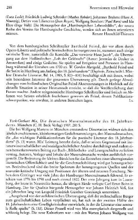 Mix, York-Gothart :: Die deutschen Musenalmanache des 18. Jahrhunderts : München, Beck, 1987