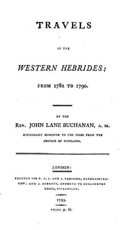 Travels in the western Hebrides from 1782 to 1790