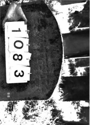Grabstein 1083 (Index: 100098801) Maße HxBxT: 102x52x9 cm: Grabstein 1083 (Detailaufnahme)