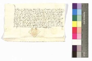 Kilian von Berlichingen gegen Kraft von Hohenlohe: Schuldbrief; aufgedr. Siegel.