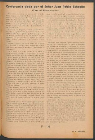 Conferencia dada por el Señor Juan Pablo Echagüe : (Viene del número anterior)