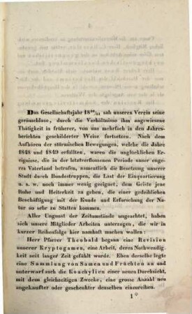 Jahresbericht der Wetterauischen Gesellschaft für die Gesammte Naturkunde zu Hanau. 1850/51, 1850/51