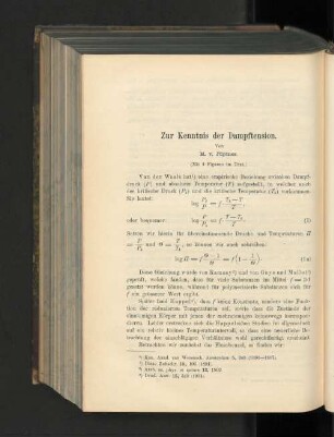 Zur Kenntnis der Dampftension