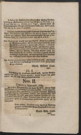 Num. II. Veneris 11. Septembr. 1739.
