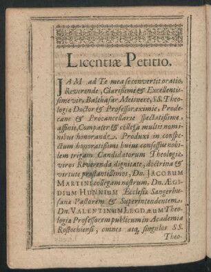 Licentiae Petitio.