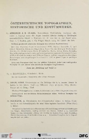 Österreichische Topographien, historische und Kostümwerke (Nr. 83-126)