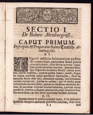 Sectio I. De Balneo Altenburgensi
