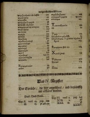 Das IV. Register Der Sprüche, die hier angeführet, und beyläuffig mit erkläret werden
