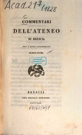 Commentari dell'Ateneo di Brescia. 1828