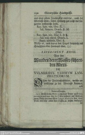 Experiment. XXVIII. Von den Wunden derer Wasser-führenden Adern