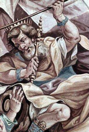 König Saul wirft den Speer nach David