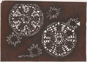 Katagami - Blütenrondell und Chrysanthemen (?)
