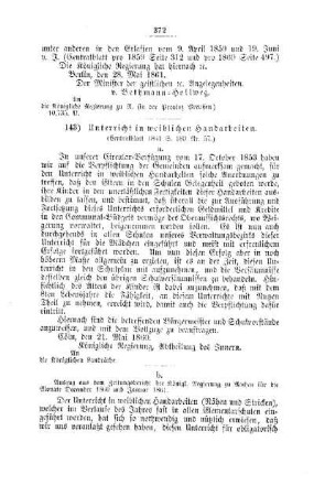 Unterricht in weiblichen Handarbeiten : [V. Elementarschulwesen]