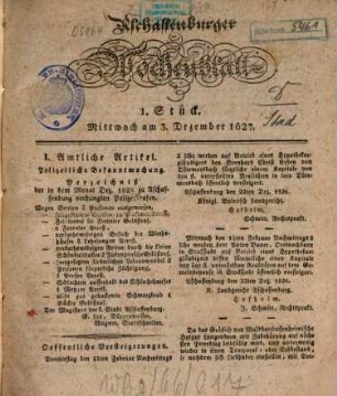 Aschaffenburger Wochenblatt. 1827, 1827