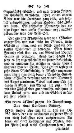 Ein neues Mittel gegen die Auszehrung.