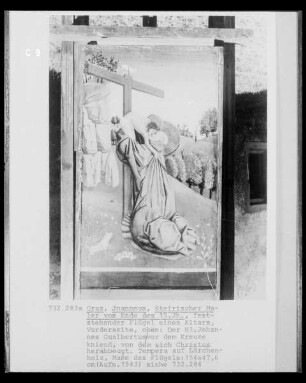 Der heilige Johannes Gaulbertus vor dem Kreuze kniend, vor dem sich Christus herabbeugt