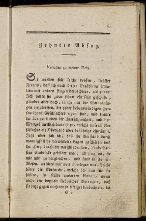 Zehnter Absatz. Anstalten zu meiner Reise.