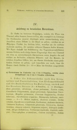 IV. Anleitung zu botanischen Excursionen.