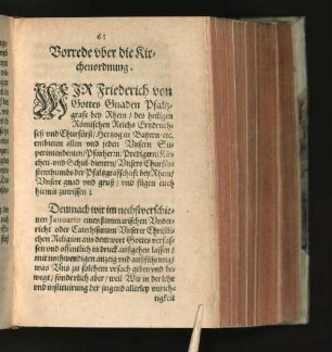Vorrede vber die Kirchenordnung.
