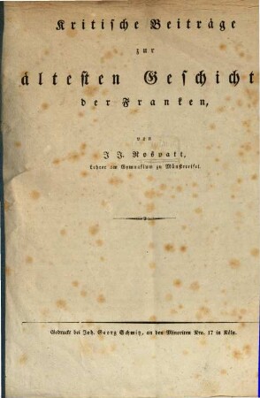 Kritische Beiträge zur ältesten Geschichte der Franken
