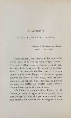 Chapitre VI. Je tue le temps avant le diner