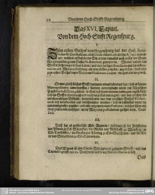 Das XVI. Capitel. Von dem Hoch-Stifft Regenspurg