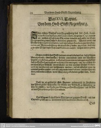 Das XVI. Capitel. Von dem Hoch-Stifft Regenspurg