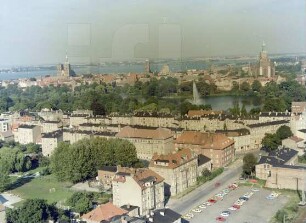 Tribseer Vorstadt von Stralsund : Blickrichtung Nordosten zur Altstadt