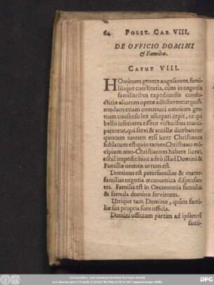 De Officio Domini & Familiae. Caput VIII.